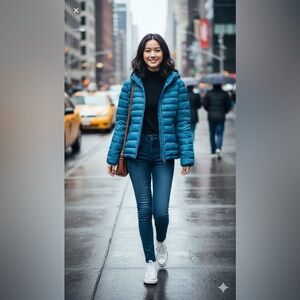 Woods women's water repellant down light puffer jacket teal green small